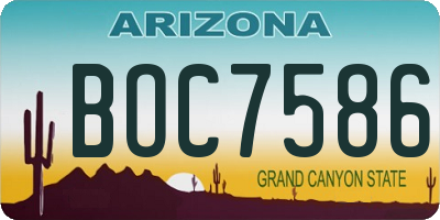 AZ license plate BOC7586