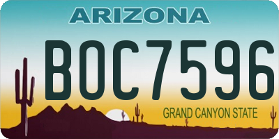 AZ license plate BOC7596