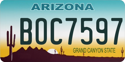 AZ license plate BOC7597
