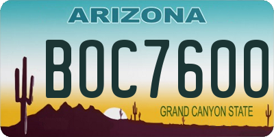 AZ license plate BOC7600