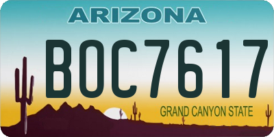 AZ license plate BOC7617