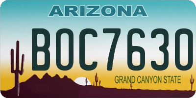 AZ license plate BOC7630