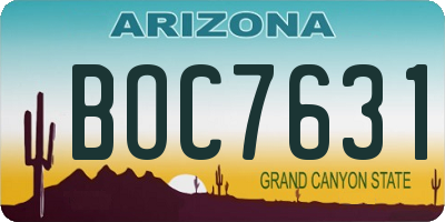 AZ license plate BOC7631
