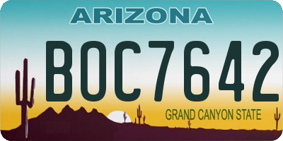 AZ license plate BOC7642