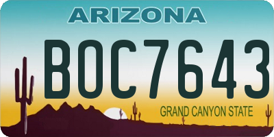 AZ license plate BOC7643