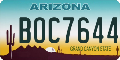 AZ license plate BOC7644