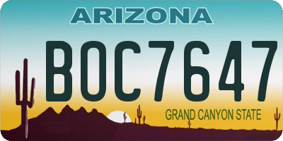 AZ license plate BOC7647