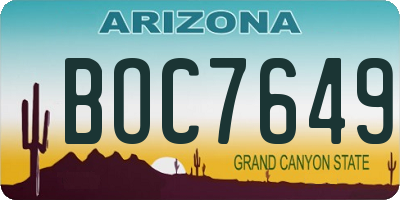 AZ license plate BOC7649