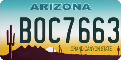 AZ license plate BOC7663