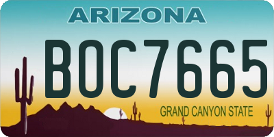 AZ license plate BOC7665