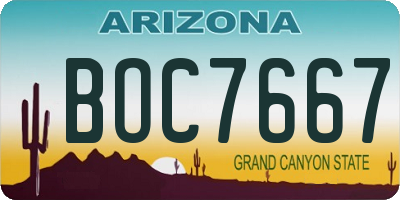 AZ license plate BOC7667