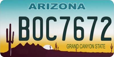 AZ license plate BOC7672