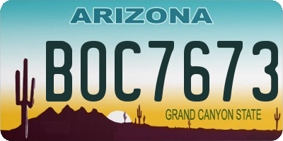 AZ license plate BOC7673