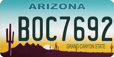AZ license plate BOC7692