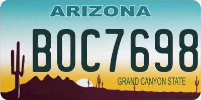 AZ license plate BOC7698