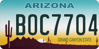 AZ license plate BOC7704