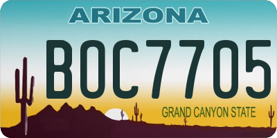 AZ license plate BOC7705