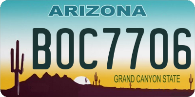 AZ license plate BOC7706