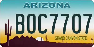 AZ license plate BOC7707