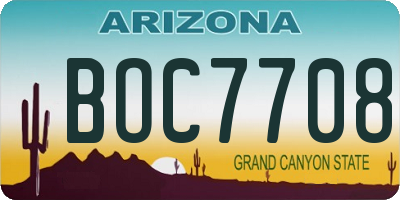 AZ license plate BOC7708