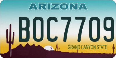 AZ license plate BOC7709