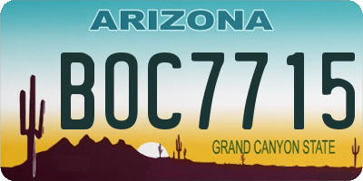 AZ license plate BOC7715