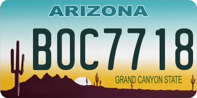 AZ license plate BOC7718