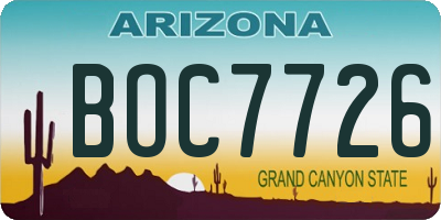 AZ license plate BOC7726