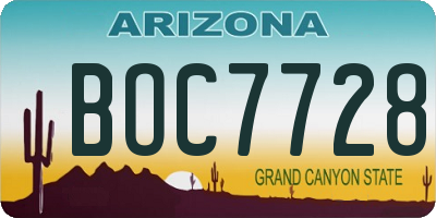 AZ license plate BOC7728