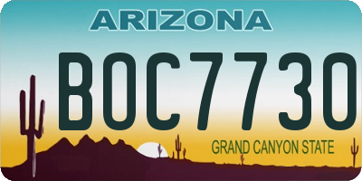 AZ license plate BOC7730