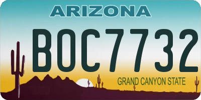 AZ license plate BOC7732