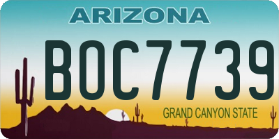 AZ license plate BOC7739