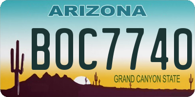 AZ license plate BOC7740