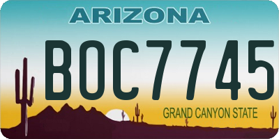 AZ license plate BOC7745