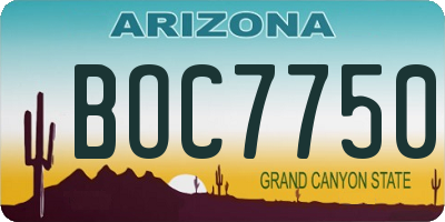 AZ license plate BOC7750
