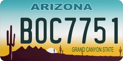 AZ license plate BOC7751