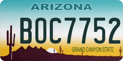 AZ license plate BOC7752