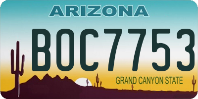 AZ license plate BOC7753