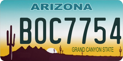 AZ license plate BOC7754