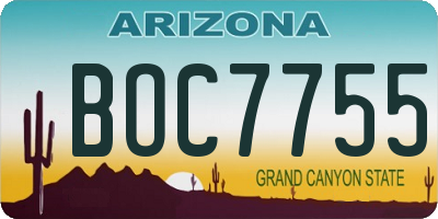 AZ license plate BOC7755