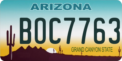 AZ license plate BOC7763