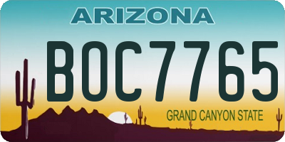 AZ license plate BOC7765