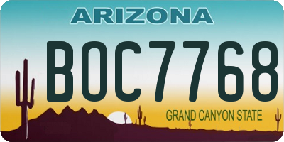 AZ license plate BOC7768