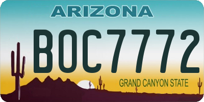 AZ license plate BOC7772