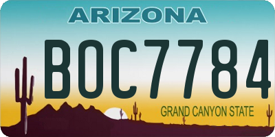 AZ license plate BOC7784