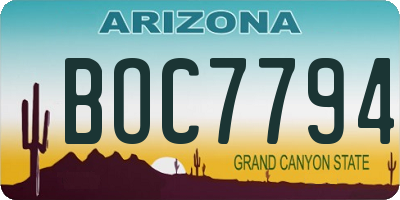 AZ license plate BOC7794