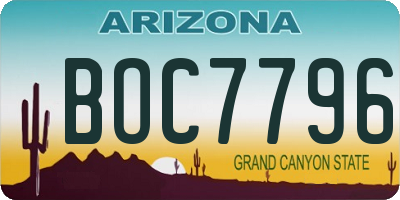 AZ license plate BOC7796