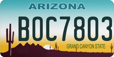 AZ license plate BOC7803