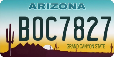 AZ license plate BOC7827