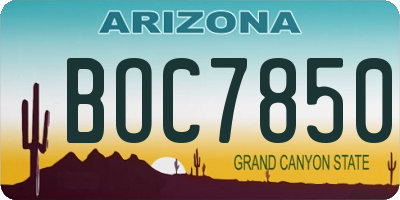 AZ license plate BOC7850